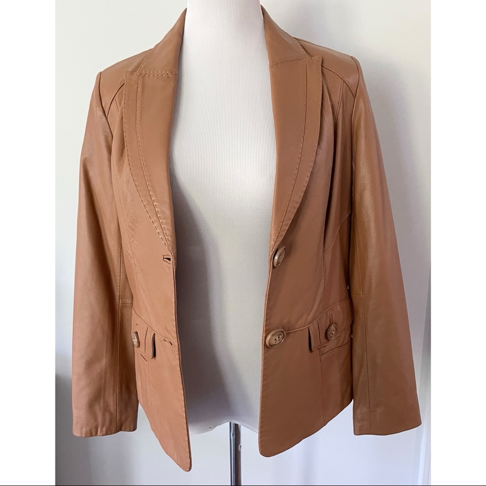 New! BERNARDO Cognac Leather Jacket Size Small - Picture 5 of 15